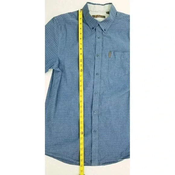 Ben Sherman Size Large Men Blue Pattern Pocket Logo Tag Short Sleeve Button Down - Picture 11 of 13